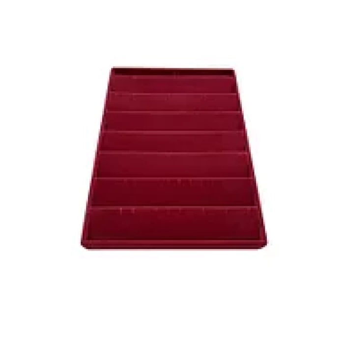 Yerli Üretim Saray Bosna Model Süet Kumaş Bordo Renk 34/24 Cm Kademeli Çekmece Içi Küpe Standı