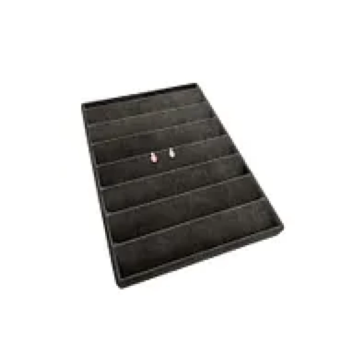 Yerli Üretim Saray Bosna Model Süet Kumaş Füme Renk 34/24 Cm Kademeli Çekmece Içi Küpe Standı