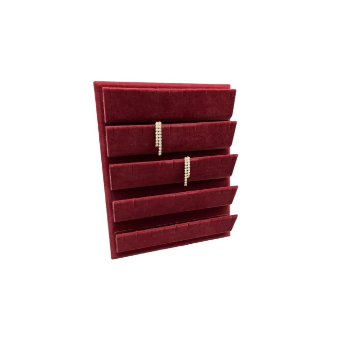 Yerli Üretim Süet Kumaş 20/16 Cm Bordo Renk Ayaklı Küpe Standı