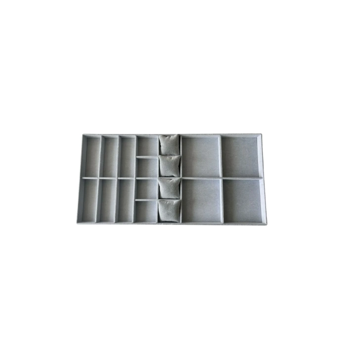 Yerli Üretim Süet Kumaş 70/38 Cm Süet Kaplama Gri Renk Çekmece içi Takı Tablası
