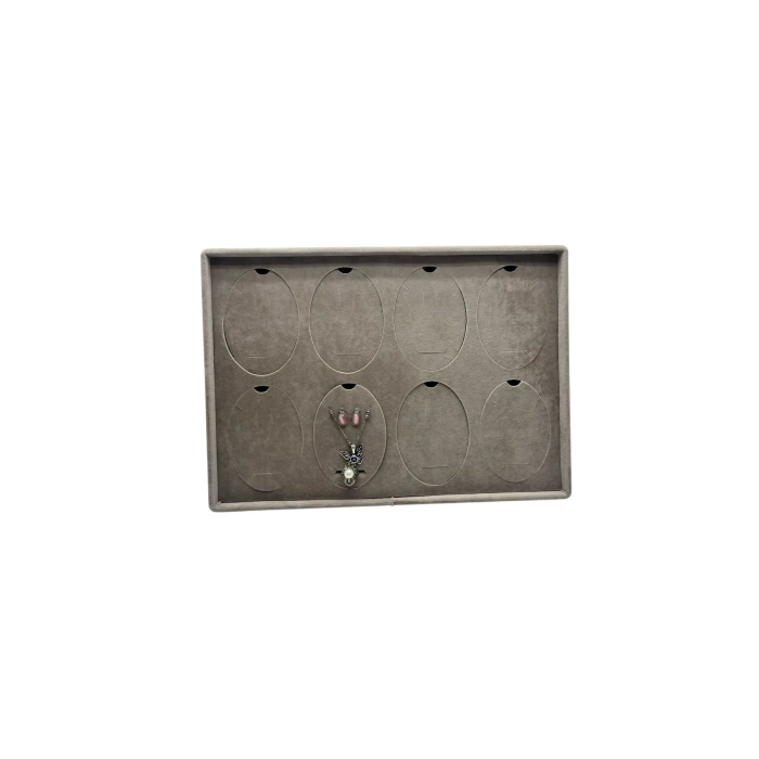 Yerli Üretim Süet Kumaş Bej Renk 34-24 Cm Ayaklı Üçlü Set Tabla Stand