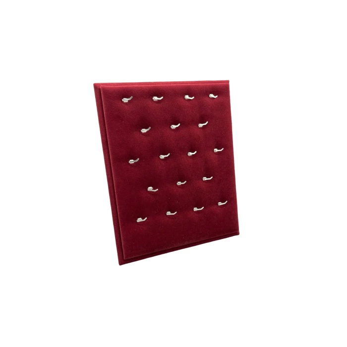 Yerli Üretim Süet Kumaş Bordo Renk 20/16 Cm Ayaklı Kolye Sergileme Standı