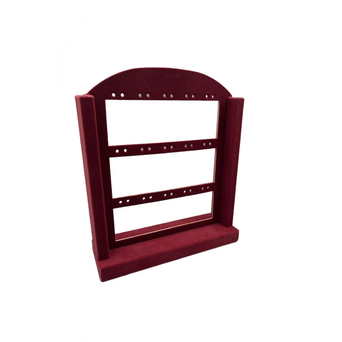 Süet Kumaş Bordo Renk 26/12 cm Ayaklı Küpe Standı