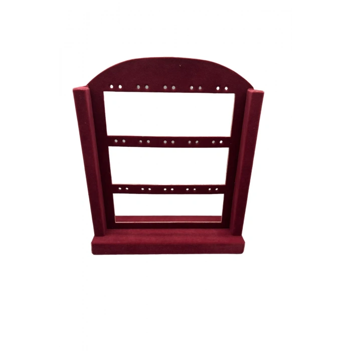Süet Kumaş Bordo Renk 26/12 cm Ayaklı Küpe Standı