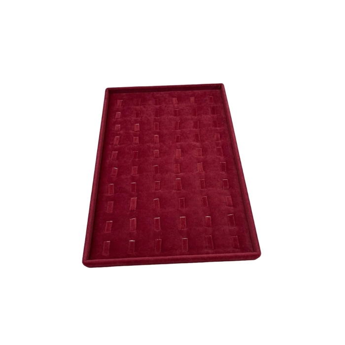 Yerli Üretim Süet Kumaş Bordo Renk 34/24 Cm Dikine Tırnaklı Çekmece İçi Yüzük Tablası