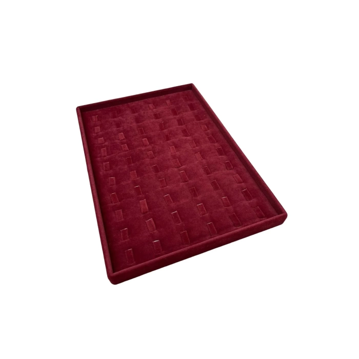 Yerli Üretim Süet Kumaş Bordo Renk 34/24 Cm Dikine Tırnaklı Çekmece İçi Yüzük Tablası
