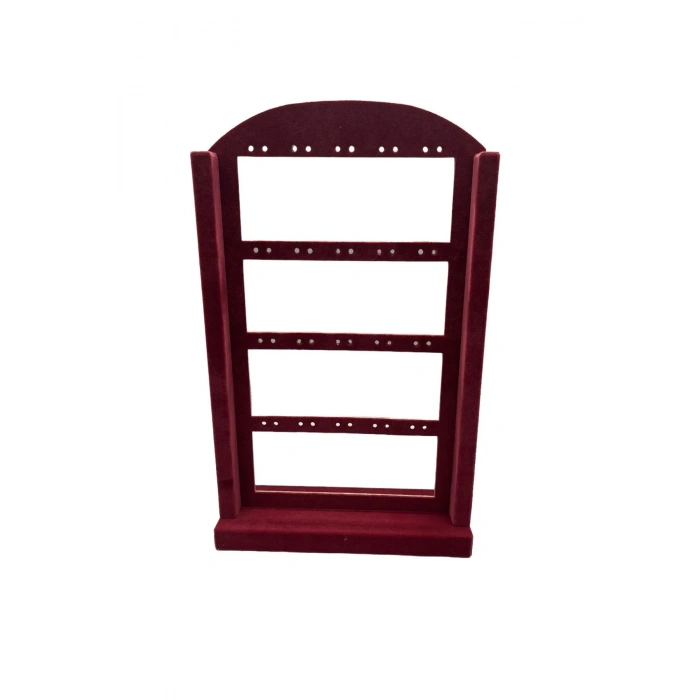 Süet Kumaş Bordo Renk 36 /22 cm Ayaklı Küpe Standı