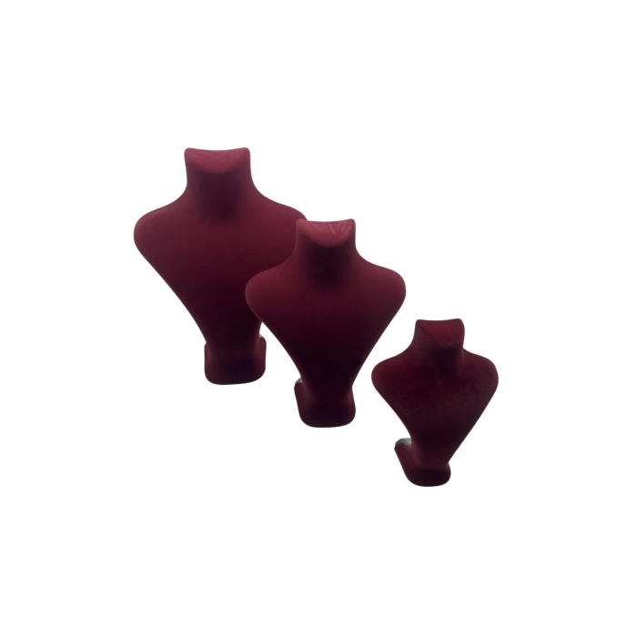 Yerli Üretim Süet Kumaş Bordo Renk Üç Boy Takı Mankeni
