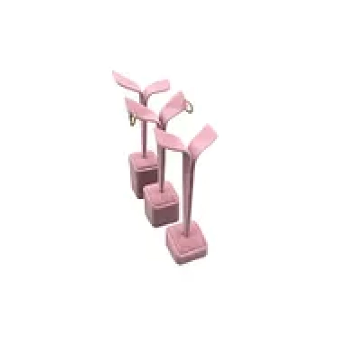 Yerli Üretim Süet Kumaş Çoklu Pembe Renk 20/17/15 Cm Küpe Sergileme Aksesuar
