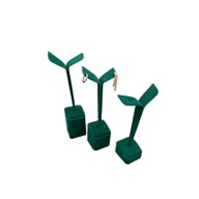 Yerli Üretim Süet Kumaş Çoklu Yeşil Renk 20/17/15 Cm Küpe Sergileme Aksesuar