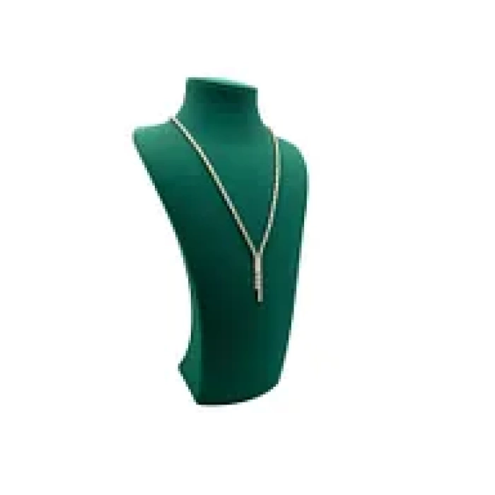 Yerli Üretim Süet Kumaş Elisia Manken Yeşil Renk 25/12 Cm Kolye Gerdanlık Takı Sergileme Mankeni