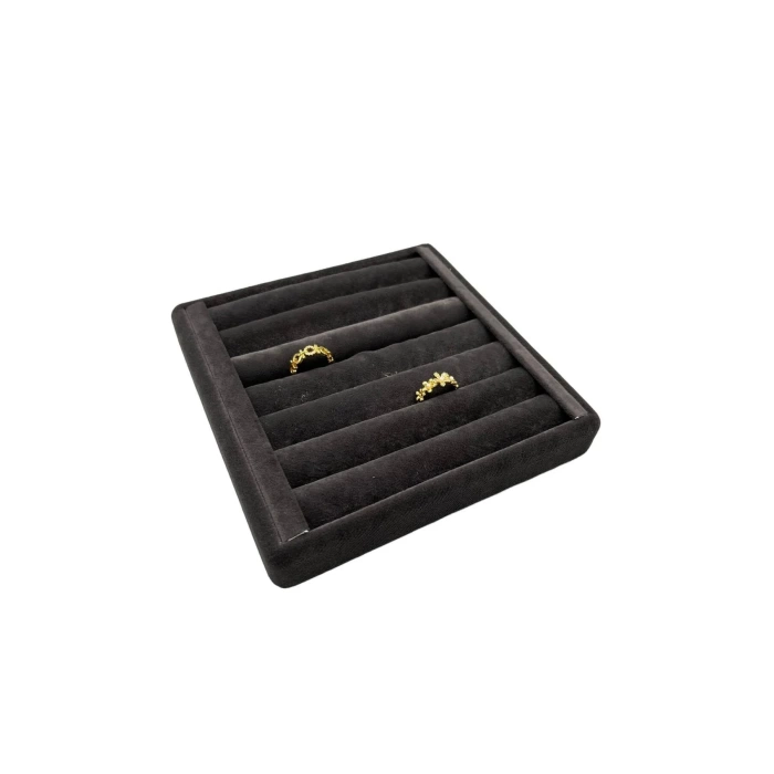 Yerli Üretim Süet Kumaş Füme Renk 15 cm / 15 cm Yüzük Sergileme Standı