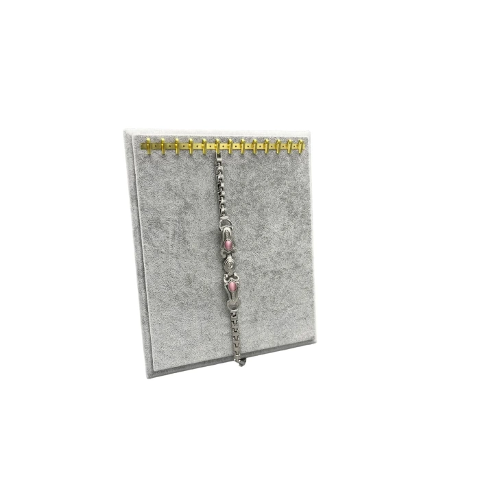 Yerli Üretim Süet Kumaş Gri Renk 20/16 Cm Ayaklı Kanca Bileklik Sergileme Standı