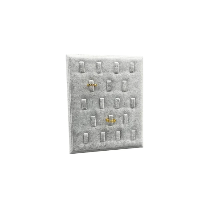 Yerli Üretim Süet Kumaş Gri Renk 20/16 Cm Ayaklı Yüzük Sergileme Standı