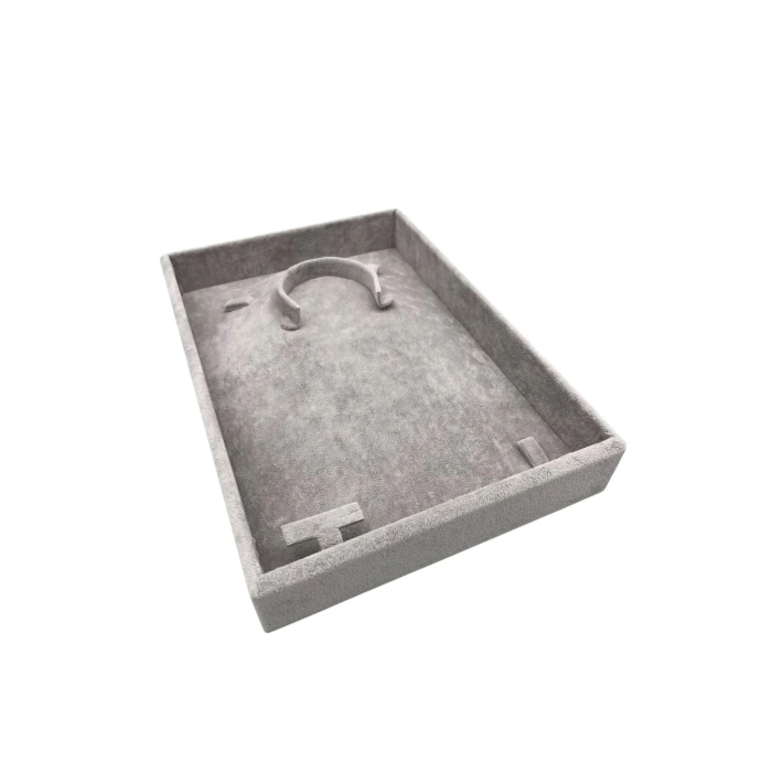 Yerli Üretim Süet Kumaş Gri Renk 26/19 Cm Mini Takı Sergileme Tablası