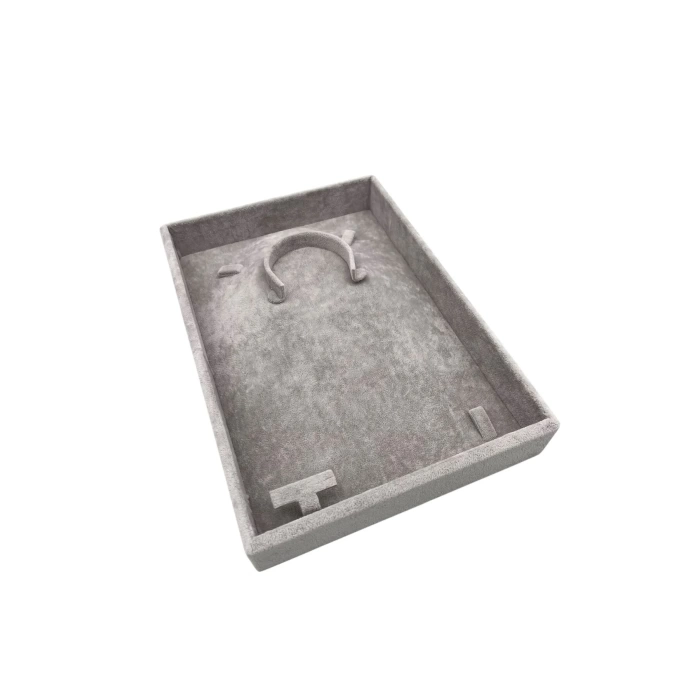 Yerli Üretim Süet Kumaş Gri Renk 26/19 Cm Mini Takı Sergileme Tablası