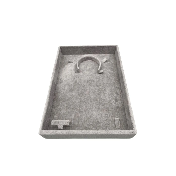 Yerli Üretim Süet Kumaş Gri Renk 26/19 Cm Mini Takı Sergileme Tablası