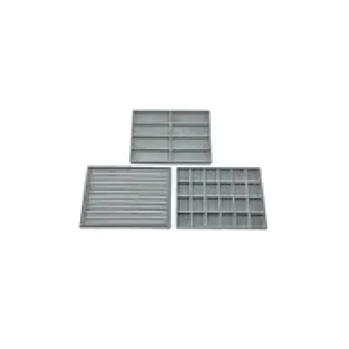 Yerli Üretim Süet Kumaş Gri Renk 34/24 cm 3 lü Takım Çekmece İçi Takı Tablası