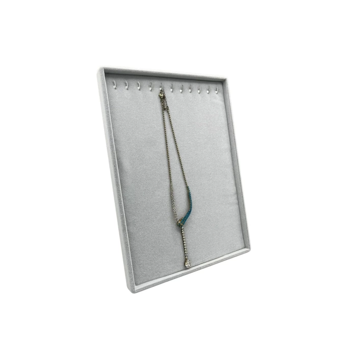 Yerli Üretim Süet Kumaş Gri Renk 34/24 Cm Ayaklı Kolye Sergileme Standı