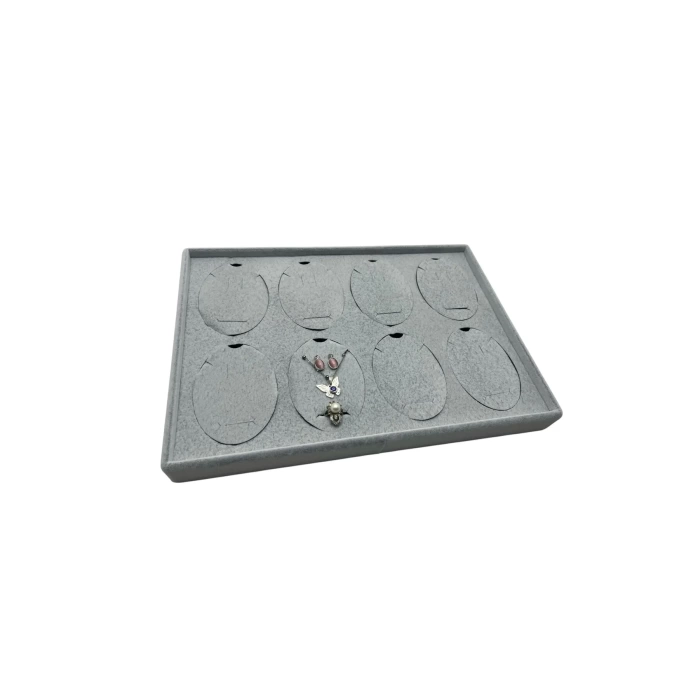 Yerli Üretim Süet Kumaş Gri Renk 34-24 Cm Ayaklı Üçlü Set Tabla Stand