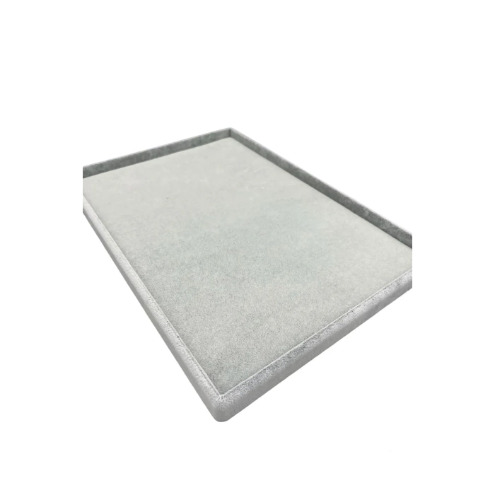 Yerli Üretim Süet Kumaş Gri Renk 34/24 Cm Takı Servis Sunum Tablası