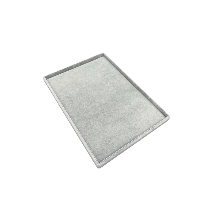 Yerli Üretim Süet Kumaş Gri Renk 34/24 Cm Takı Servis Sunum Tablası