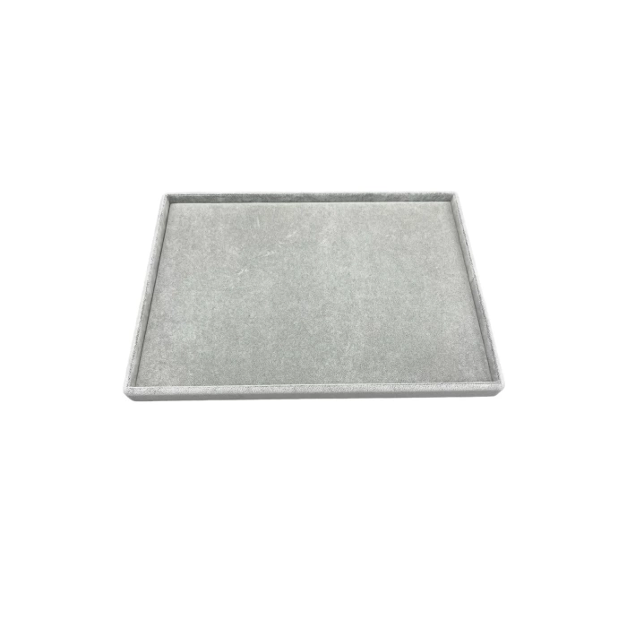 Yerli Üretim Süet Kumaş Gri Renk 34/24 Cm Takı Servis Sunum Tablası