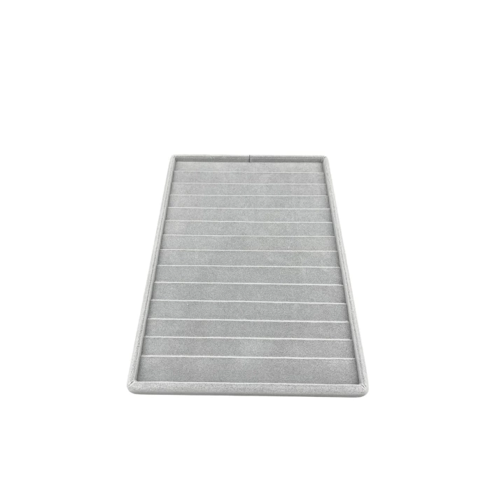 Yerli Üretim Süet Kumaş Gri Renk 34/24Cm 14 Adet Kademeli Çekmece İçi Bileklik Tablası