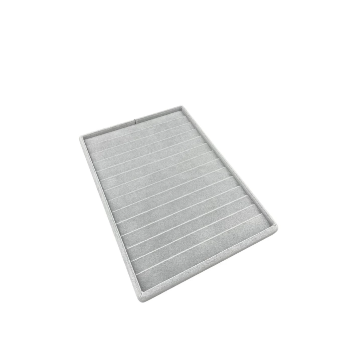 Yerli Üretim Süet Kumaş Gri Renk 34/24Cm 14 Adet Kademeli Çekmece İçi Bileklik Tablası
