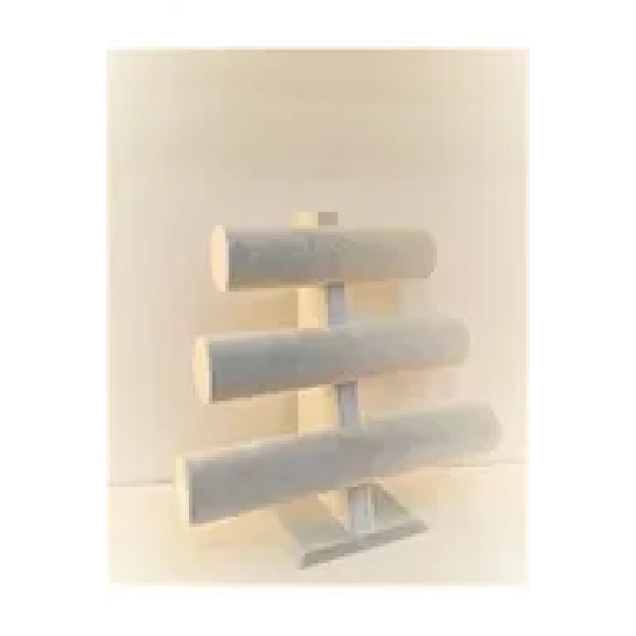 Yerli Üretim Süet Kumaş Gri Renk Üç Kademeli Bileklik Saat Standı