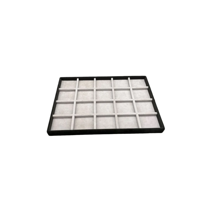 Yerli Üretim Süet Kumaş İki Renkli 34/24 cm 20 Bölmeli Çekmece İci Takı Standı