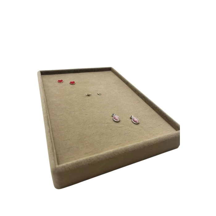 Yerli Üretim Süet Kumaş Kahve Renk 22/14 Cm Batırmalı Piercing -Küpe Tablası