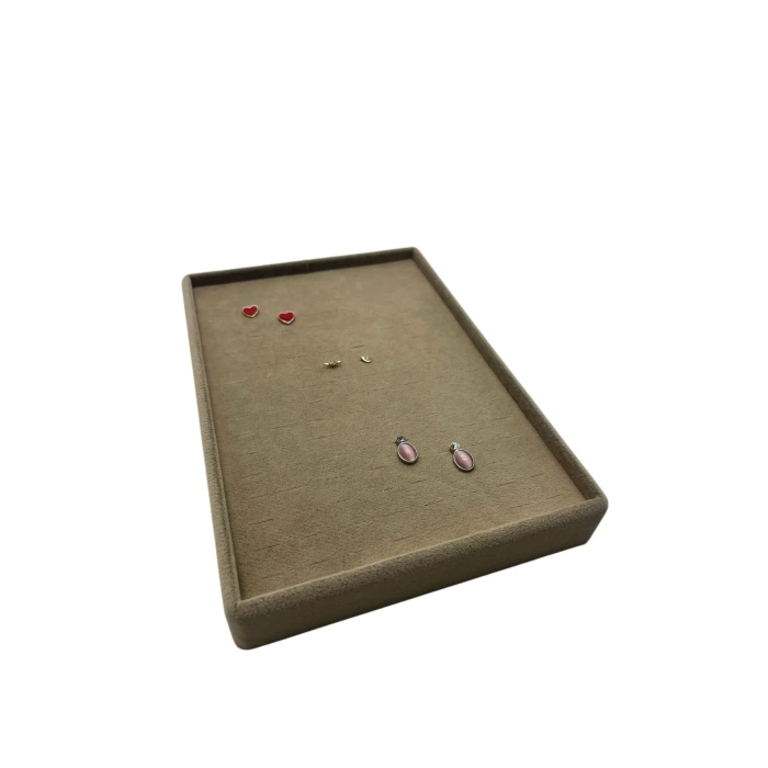 Yerli Üretim Süet Kumaş Kahve Renk 22/14 Cm Batırmalı Piercing -Küpe Tablası