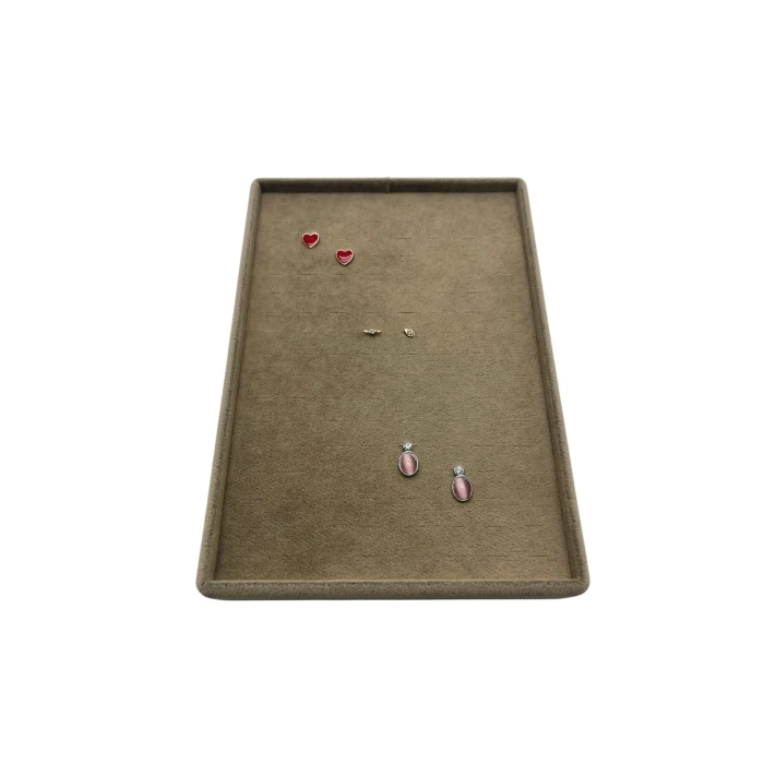 Yerli Üretim Süet Kumaş Kahve Renk 22/14 Cm Batırmalı Piercing -Küpe Tablası