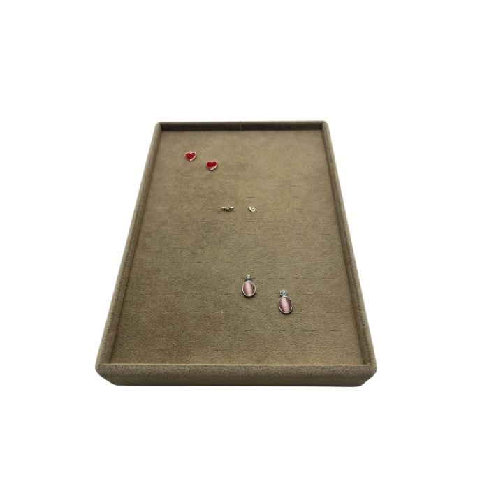Yerli Üretim Süet Kumaş Kahve Renk 22/14 Cm Batırmalı Piercing -Küpe Tablası