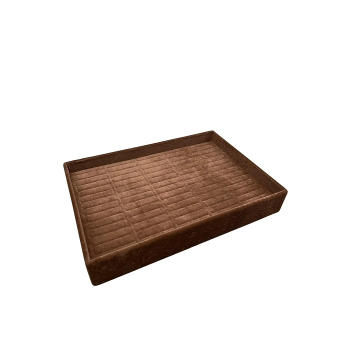 Yerli Üretim Süet Kumaş Kahve Renk 34/24 Cm Batırmalı Çekmeçe İçi Bileklik Kelepçe Tablası