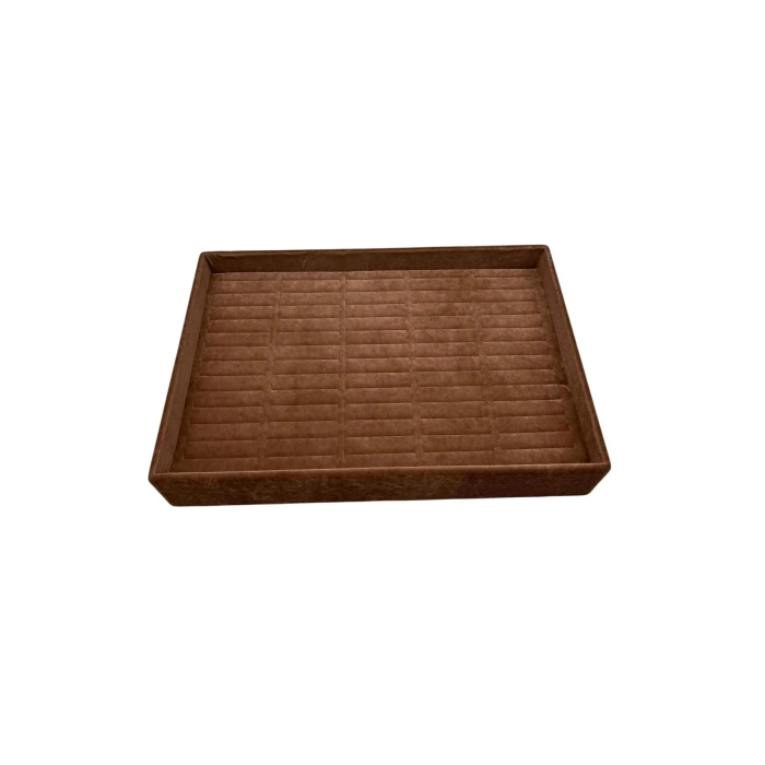 Yerli Üretim Süet Kumaş Kahve Renk 34/24 Cm Batırmalı Çekmeçe İçi Bileklik Kelepçe Tablası