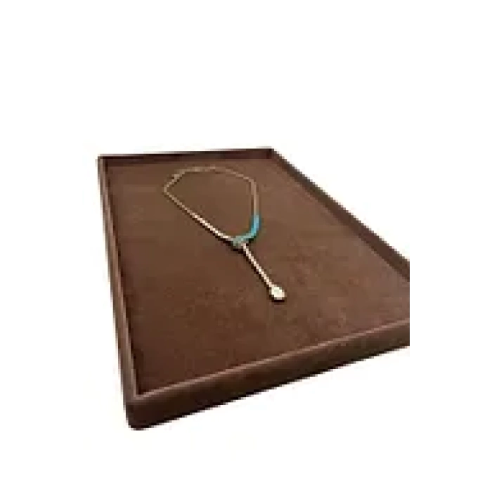 Yerli Üretim Süet Kumaş Kahve Renk 34/24 cm Takı Servis Sunum Tablası