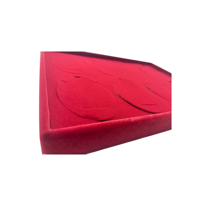 Yerli Üretim Süet Kumaş Kırmızı Renk 34-24 Cm Ayaklı Üçlü Set Tabla Stand