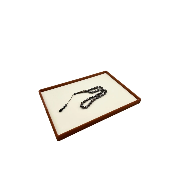 Yerli Üretim Süet Kumaş Krem-kahve Renk 34/24 Cm Takı Servis Sunum Tablası