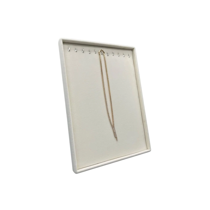 Yerli Üretim Süet Kumaş Krem Renk 34/24 Cm Ayaklı Kolye Sergileme Standı