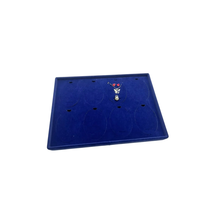 Yerli Üretim Süet Kumaş Lacivert Renk 34-24 Cm Ayaklı Üçlü Set Tabla Stand