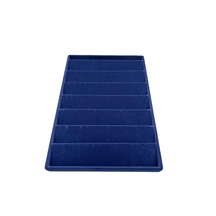 Yerli Üretim Süet Kumaş Lacivert Renk 34/24 Cm Kademeli Çekmece İçi Küpe Standı