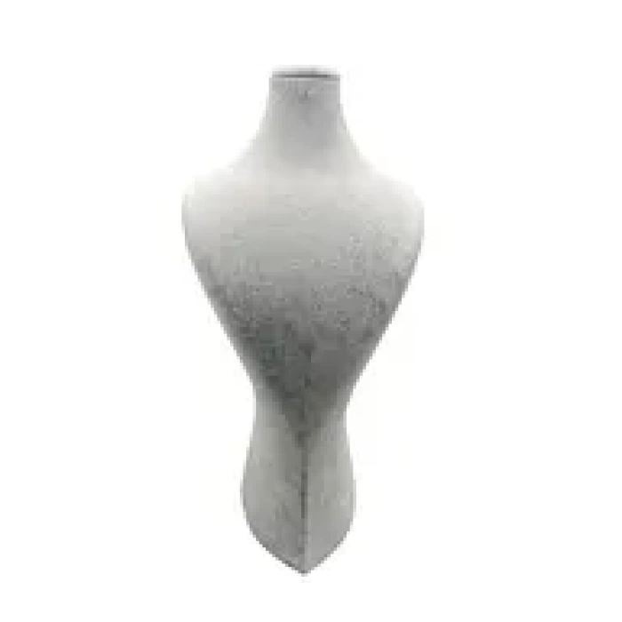 Yerli Üretim Süet Kumaş Lidya Manken Gri Renk 42/20 Cm Kolye Gerdanlık Takı Sergileme Mankeni