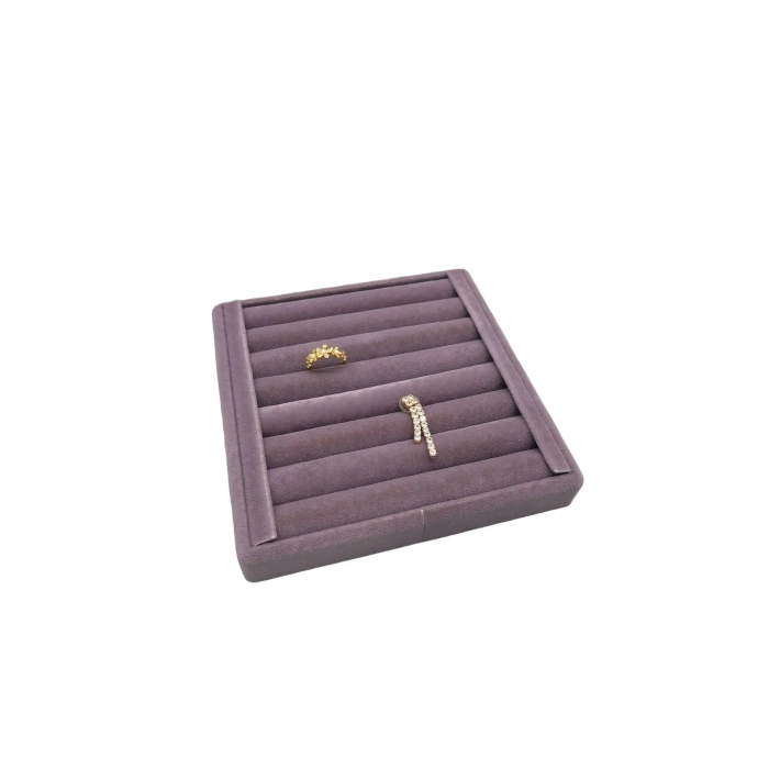 Yerli Üretim Süet Kumaş Lila Renk 15 cm / 15 cm Yüzük Sergileme Standı