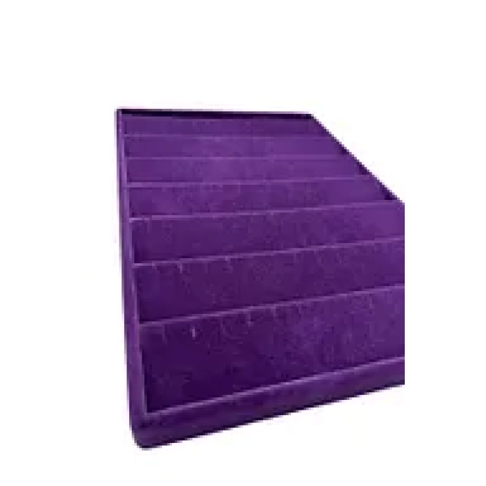 Yerli Üretim Süet Kumaş Mor Renk 34/24 Cm Kademeli Çekmece Içi Küpe Standı