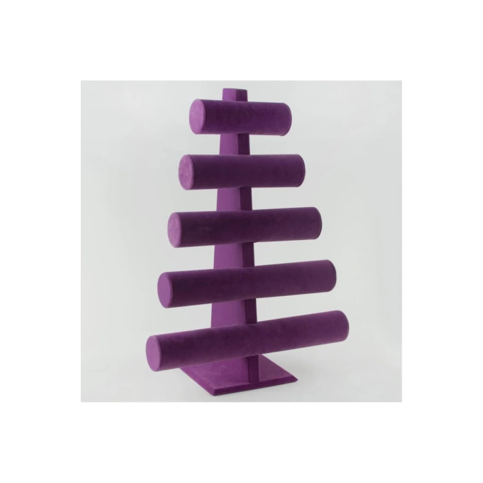 Yerli Üretim Süet Kumaş Mor Renk Beş Kademeli 45/34 cm Bileklik-Saat Sergileme Standı