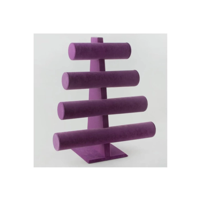 Yerli Üretim Süet Kumaş Mor Renk Dört Kademeli 38/34 Cm Bileklik- Saat Sergileme Standı