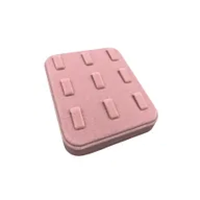 Yerli Üretim Süet Kumaş Pembe Renk 12/11 cm Çoklu Tırnaklı Yüzük Sergileme Aksesuar