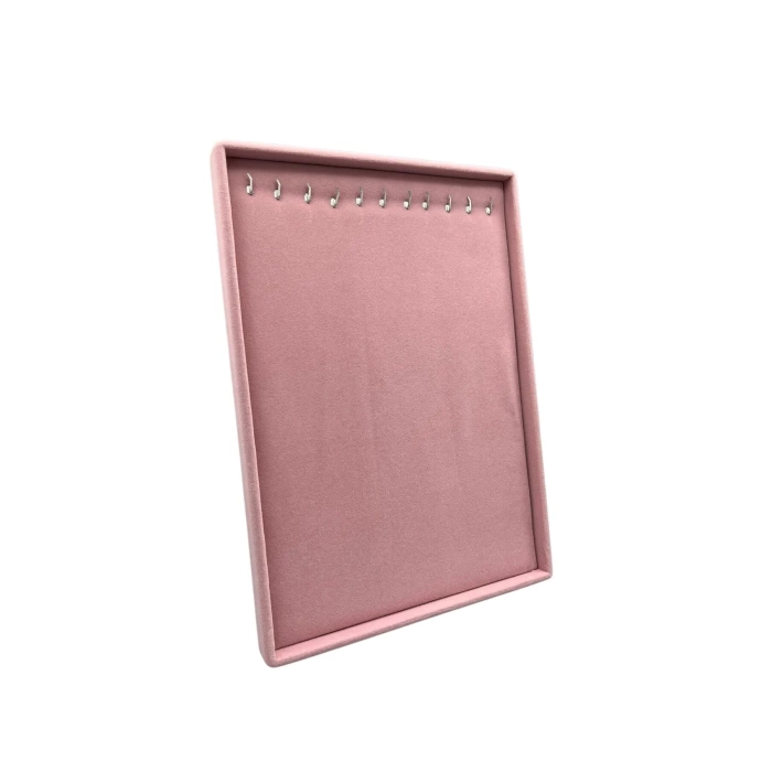 Yerli Üretim Süet Kumaş Pembe Renk 34/24 Cm Ayaklı Kolye Sergileme Standı